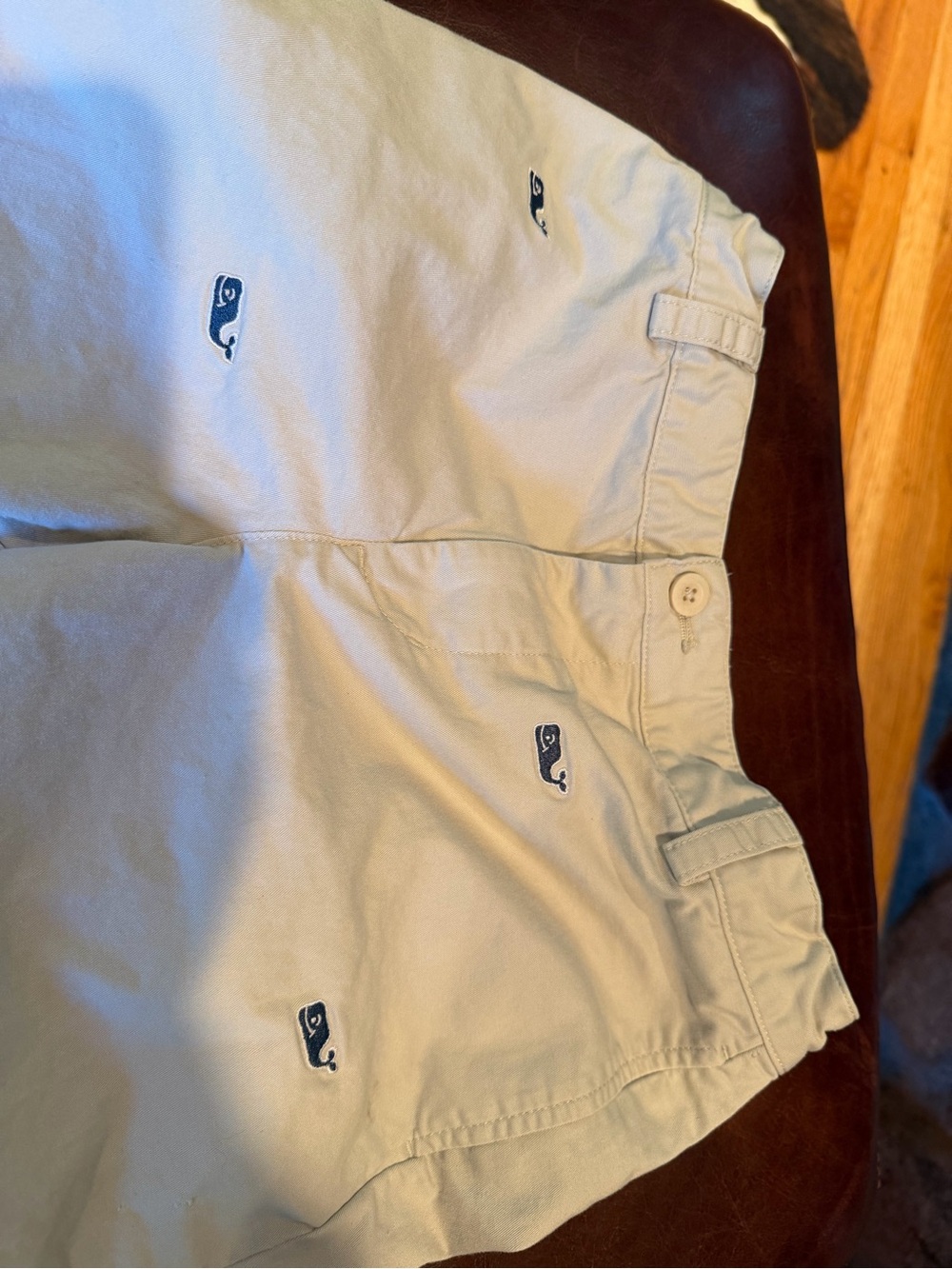 Vineyard Vines Khaki Shorts with Navy Whale Embroidery - Picture 6 of 10